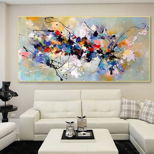 Modern Abstract Color Block Canvas – Frameless Wall Art for Living Room