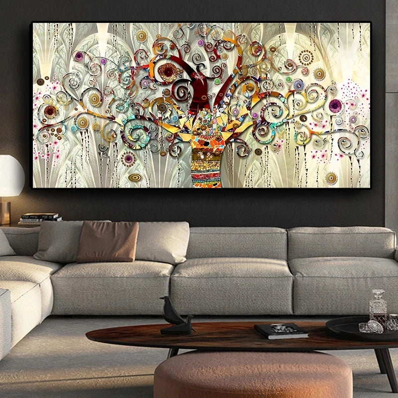 Tree of Life by Gustav Klimt – Scandinavian Canvas Wall Art for Modern Living Room Decor