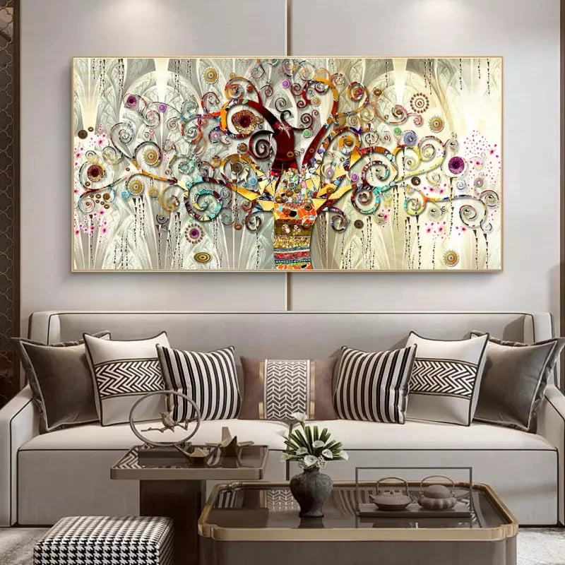 Tree of Life by Gustav Klimt – Scandinavian Canvas Wall Art for Modern Living Room Decor