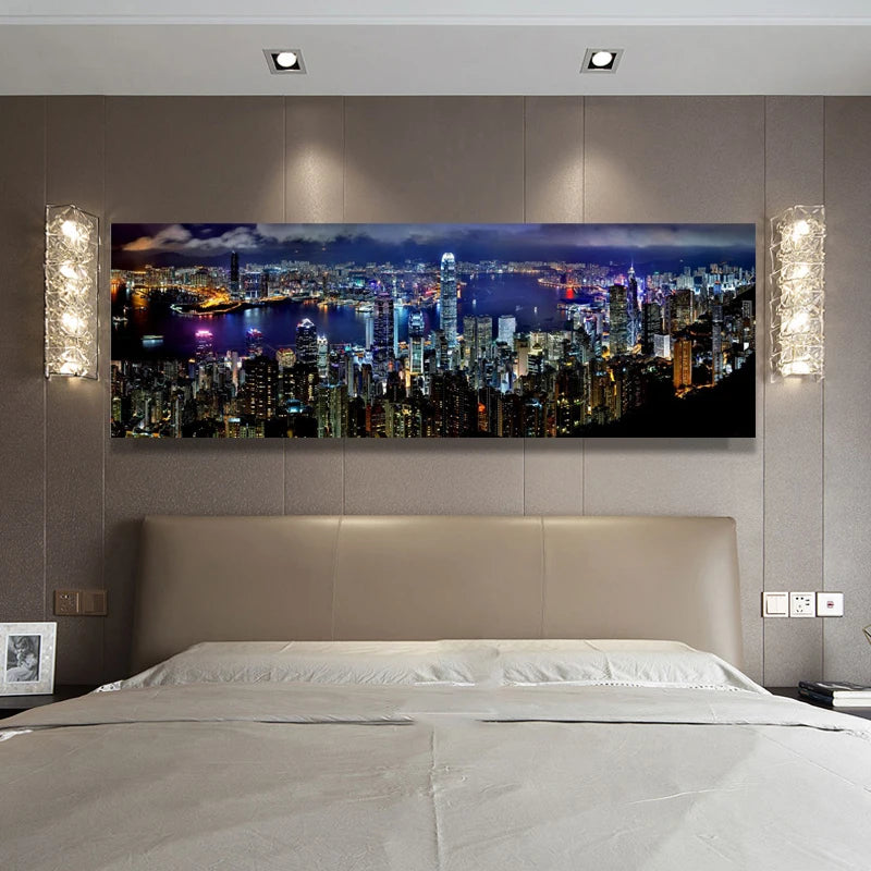 Landscape Posters and Prints Wall Art Canvas Painting City Night Scene Decorative Pictures