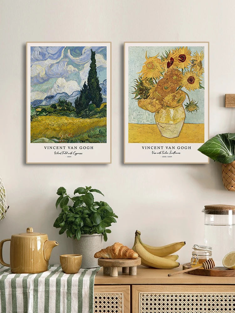 Van Gogh Starry Night Canvas Print – Writings & Posters for Living Room Wall Art Decor