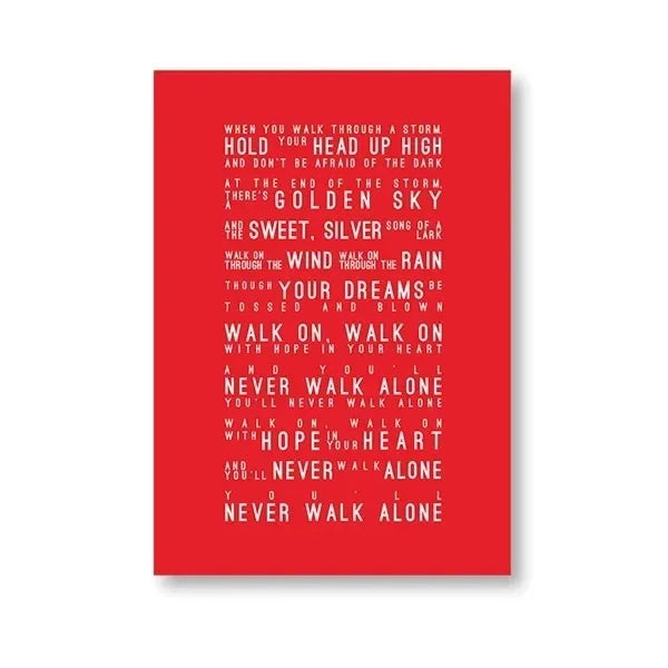 You'll Never Walk Alone Lyrics Poster Art Prints, Football Stadium ANFIELD Photography Picture Black White Canvas Painting Decor