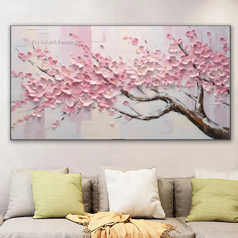 Handmade 3D Gold Flower Oil Painting – Abstract Knife Canvas Wall Art