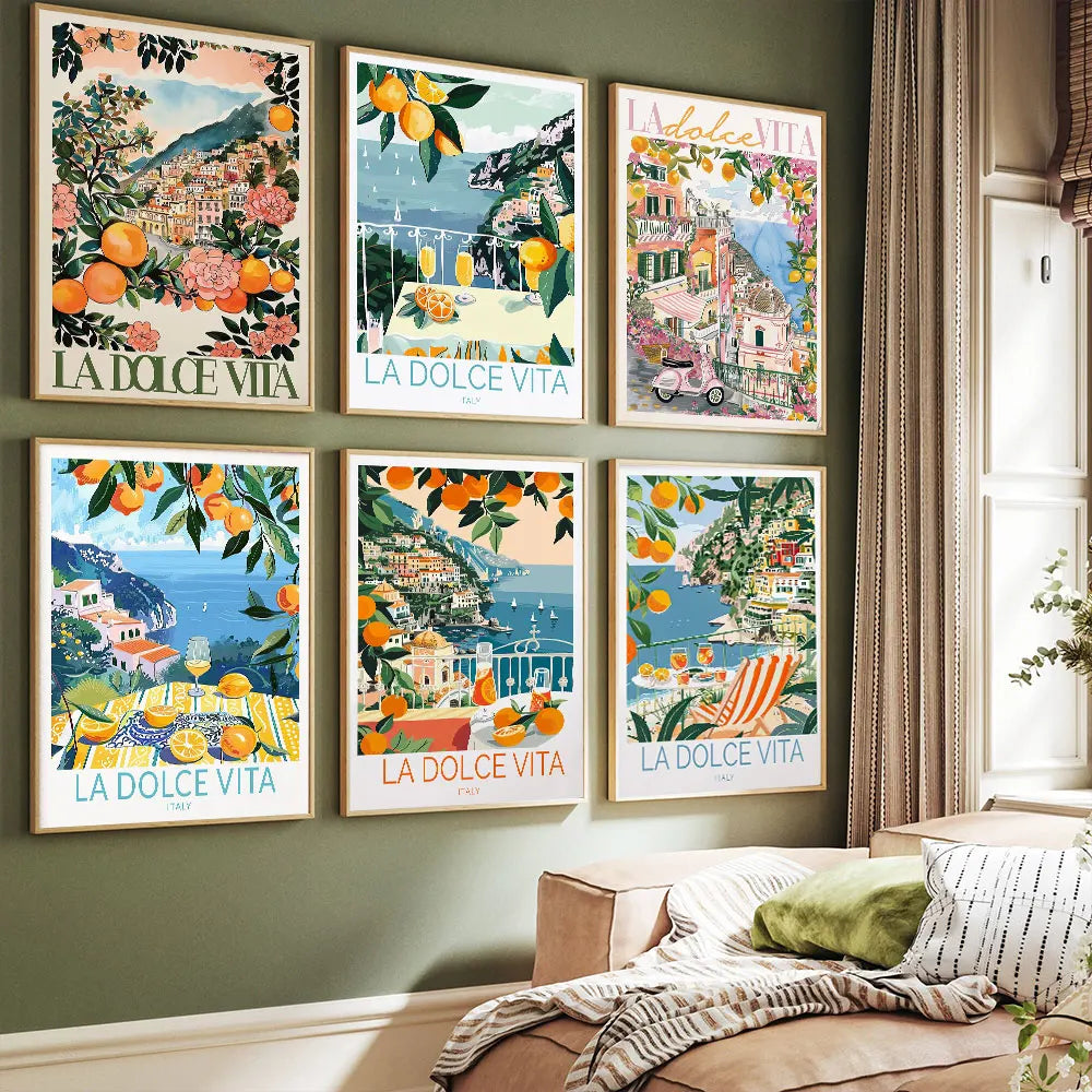 La Dolce Vita Italy Coastal Canvas Wall Art Print