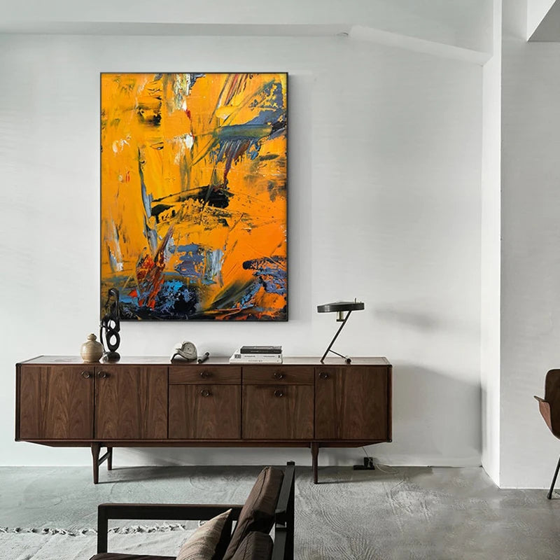 Large Yellow and Orange Abstract Canvas – Modern Contemporary Wall Art