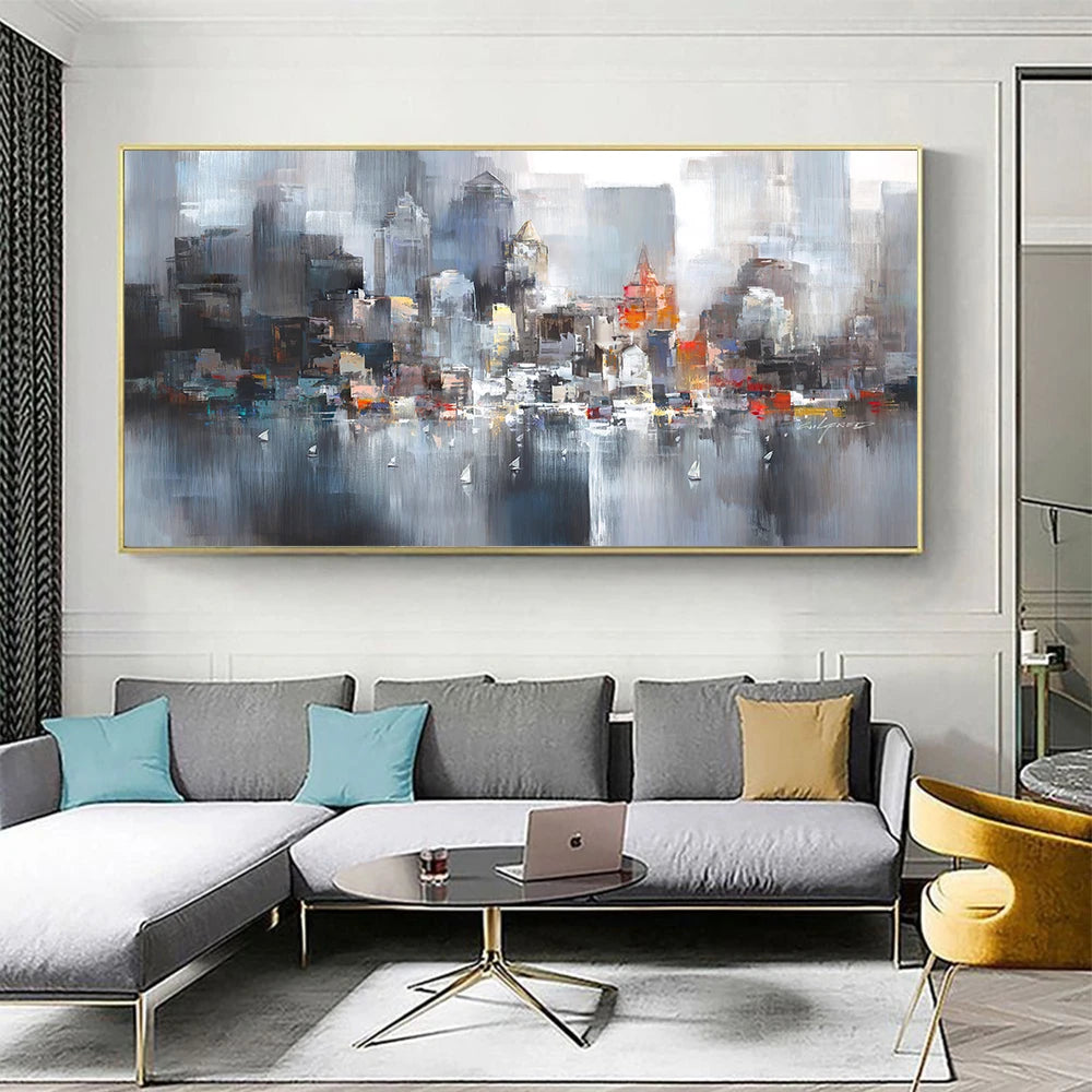 Large Abstract Handmade Oil Painting on Canvas – Frameless Wall Art for Living Room Decor