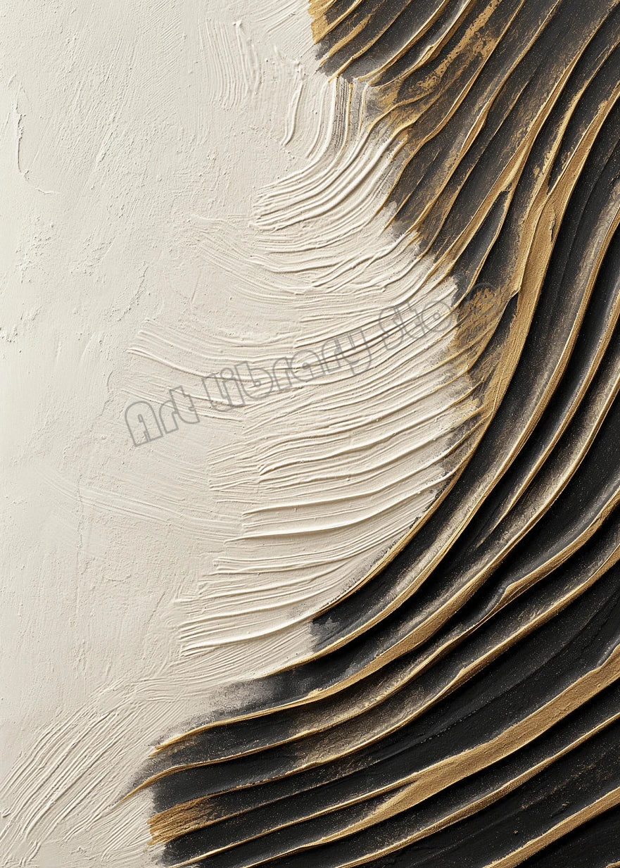Luxury Abstract Spiral Black & Gold Tree of Life Canvas – Waves Poster Wall Art for Home Decor & Gift