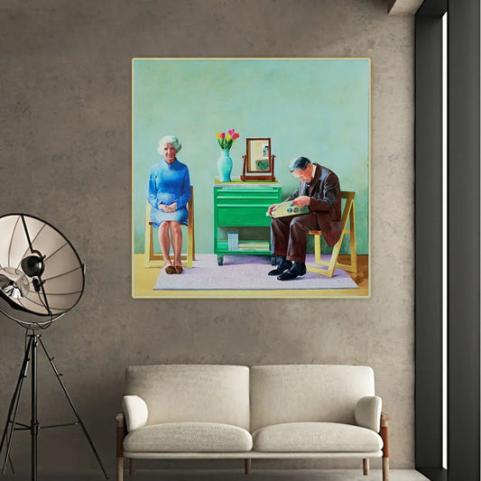 David Hockney " My Parents " Canvas Art Oil Painting Artwork Poster Picture Wall Background Decor Home Living room Decoration