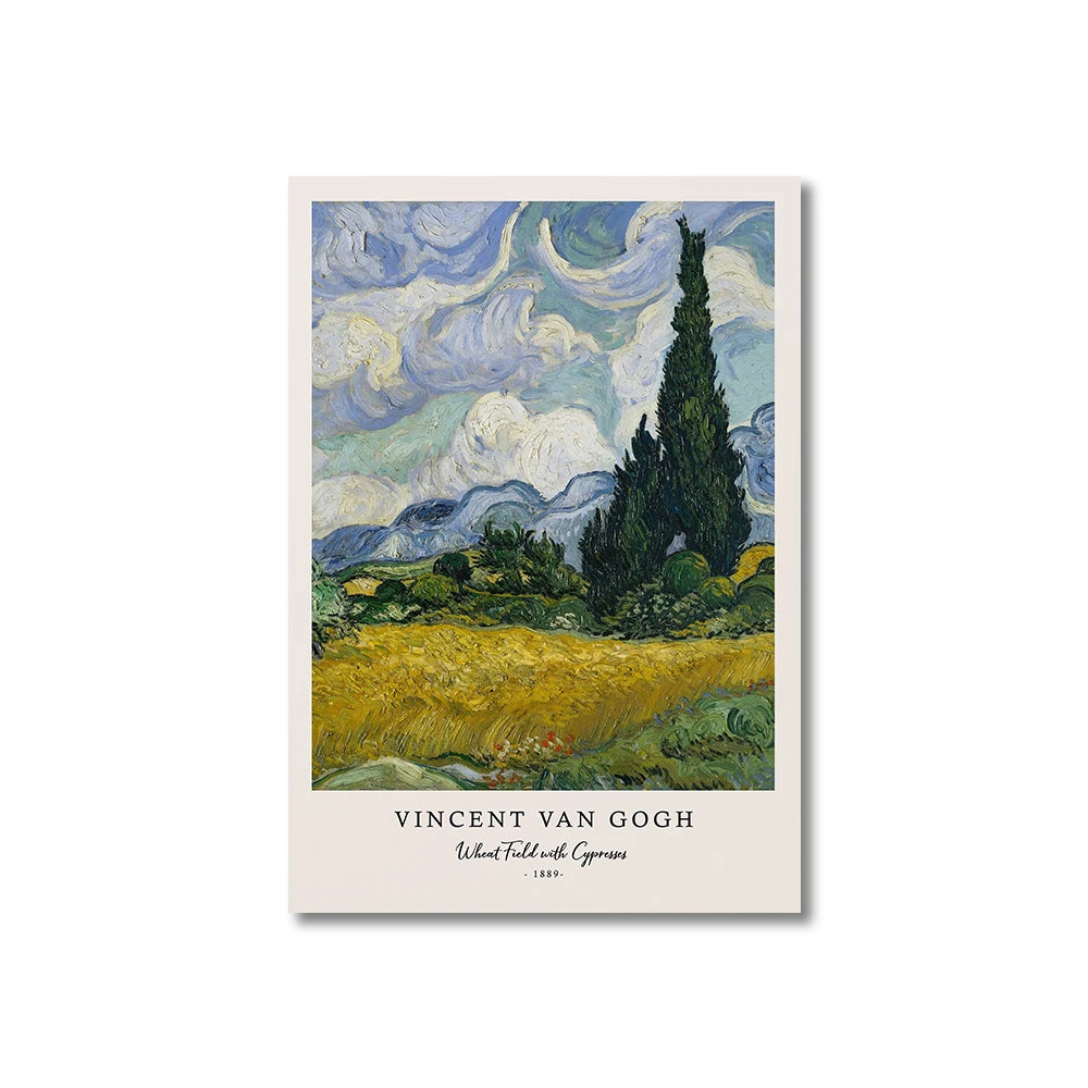 Van Gogh Starry Night Canvas Print – Writings & Posters for Living Room Wall Art Decor