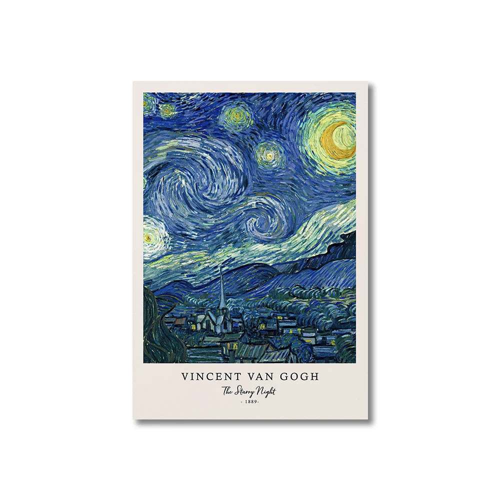 Van Gogh Starry Night Canvas Print – Writings & Posters for Living Room Wall Art Decor