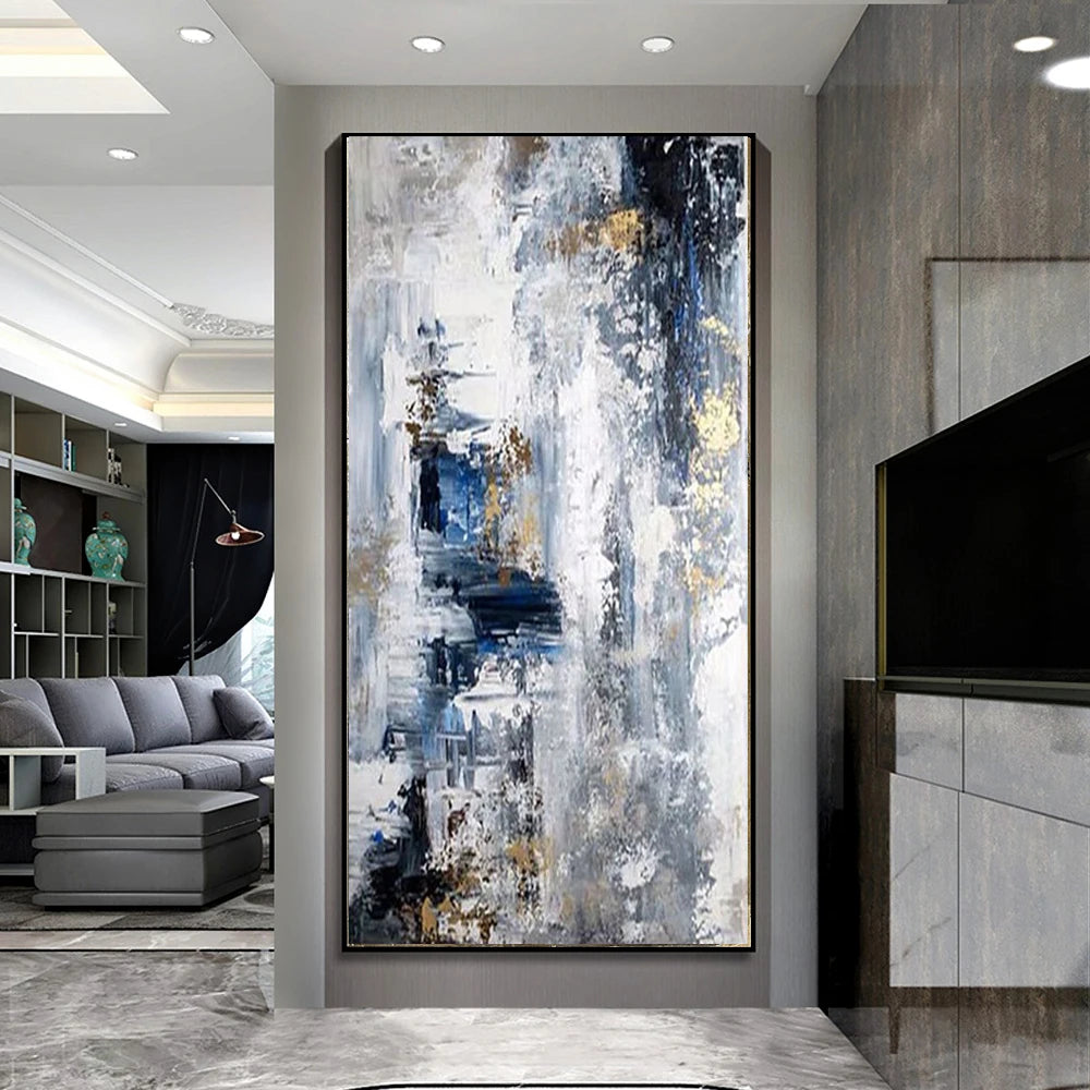 Large Abstract Handmade Oil Painting on Canvas – Frameless Wall Art for Living Room Decor