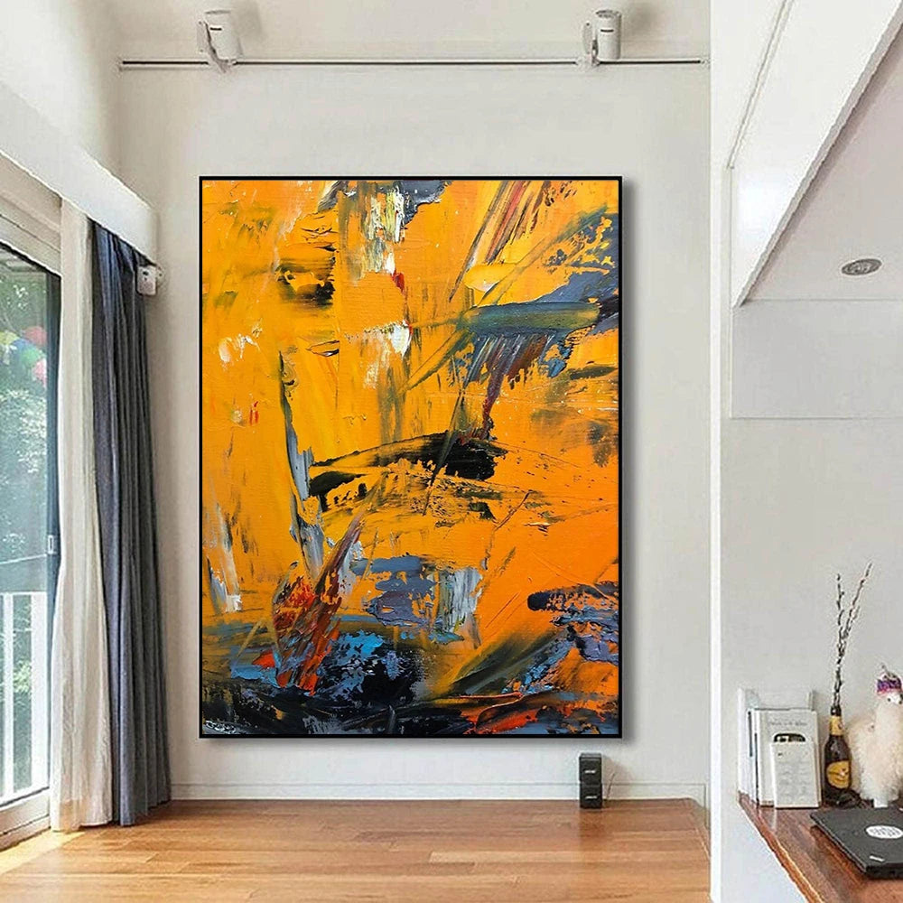 Large Yellow and Orange Abstract Canvas – Modern Contemporary Wall Art