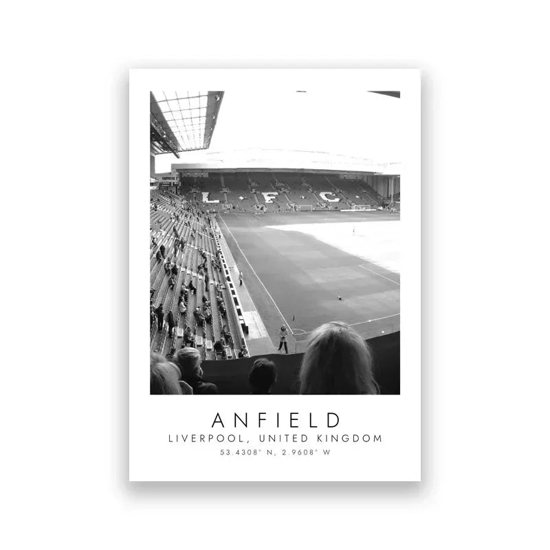 You'll Never Walk Alone Lyrics Poster Art Prints, Football Stadium ANFIELD Photography Picture Black White Canvas Painting Decor