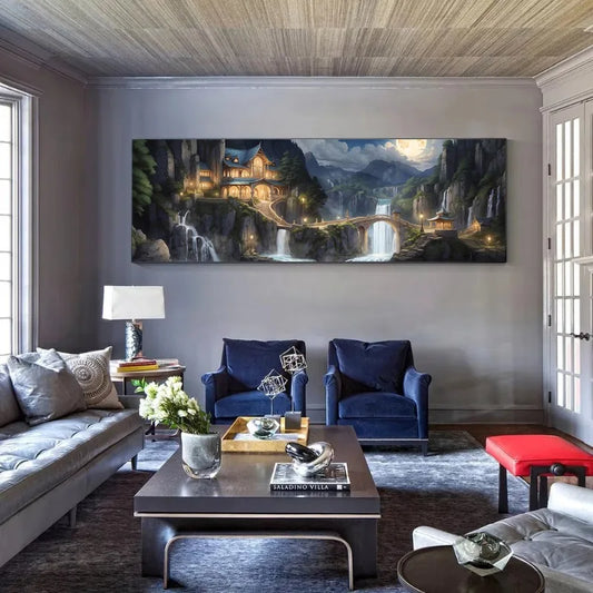 Vintage Lord of the Rings Rivendell Poster – Canvas Wall Art for Bedroom & Living Room Decor