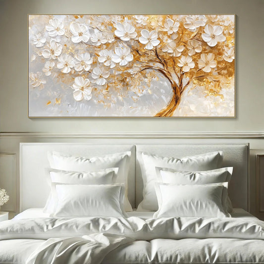 Abstract 3D Texture Light Luxury Gold Foil Flower Posters Art Modern Simple Fortune Tree Canvas Painting Living Room Home Decor