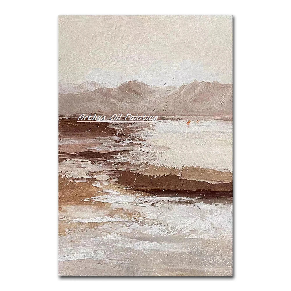 Arthyx,100% Handpainted Mountain View Oil Painting On Canvas,Wall Art Picture,Modern Home Decoration,Landscape Poster,Room Decor