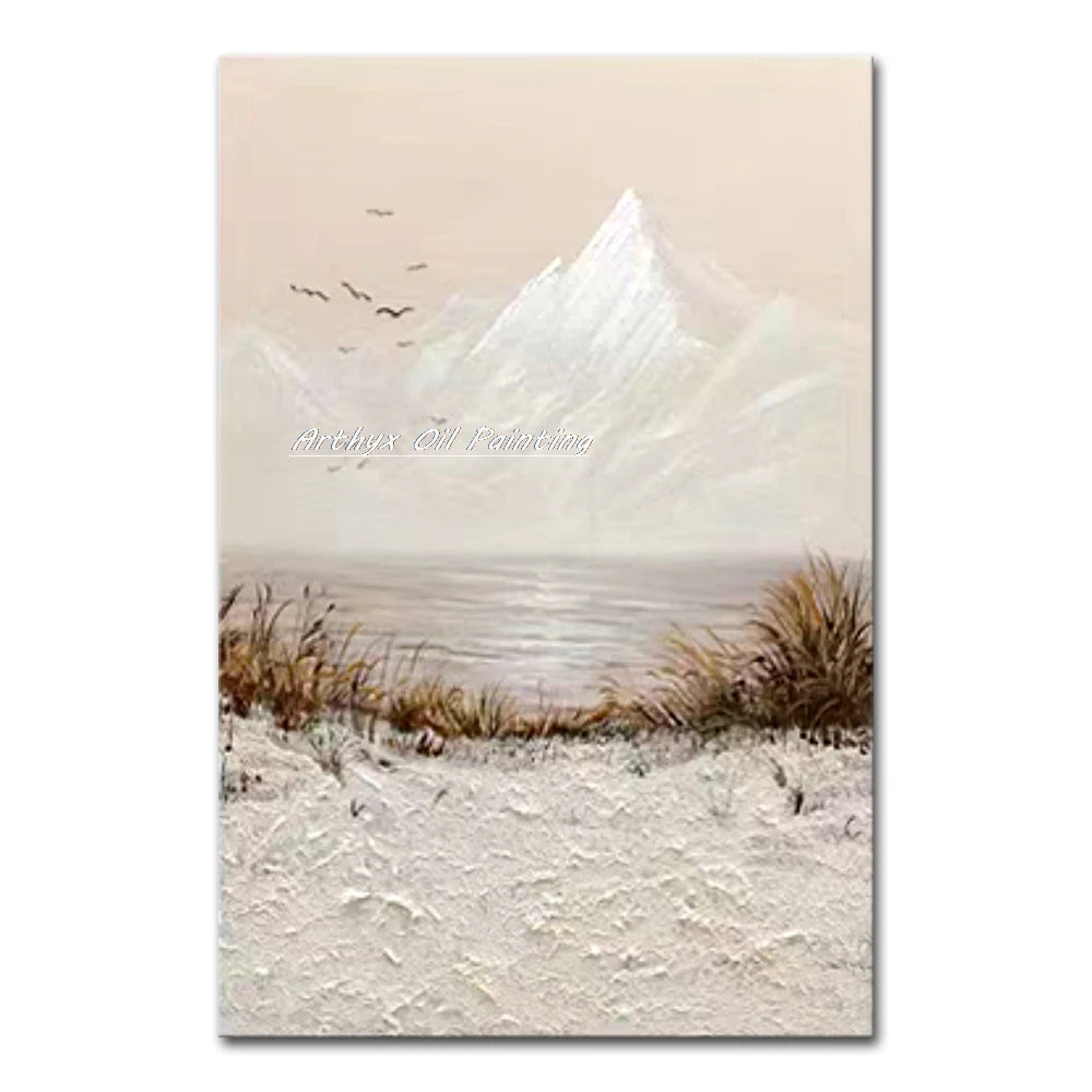 Arthyx,100% Handpainted Mountain View Oil Painting On Canvas,Wall Art Picture,Modern Home Decoration,Landscape Poster,Room Decor