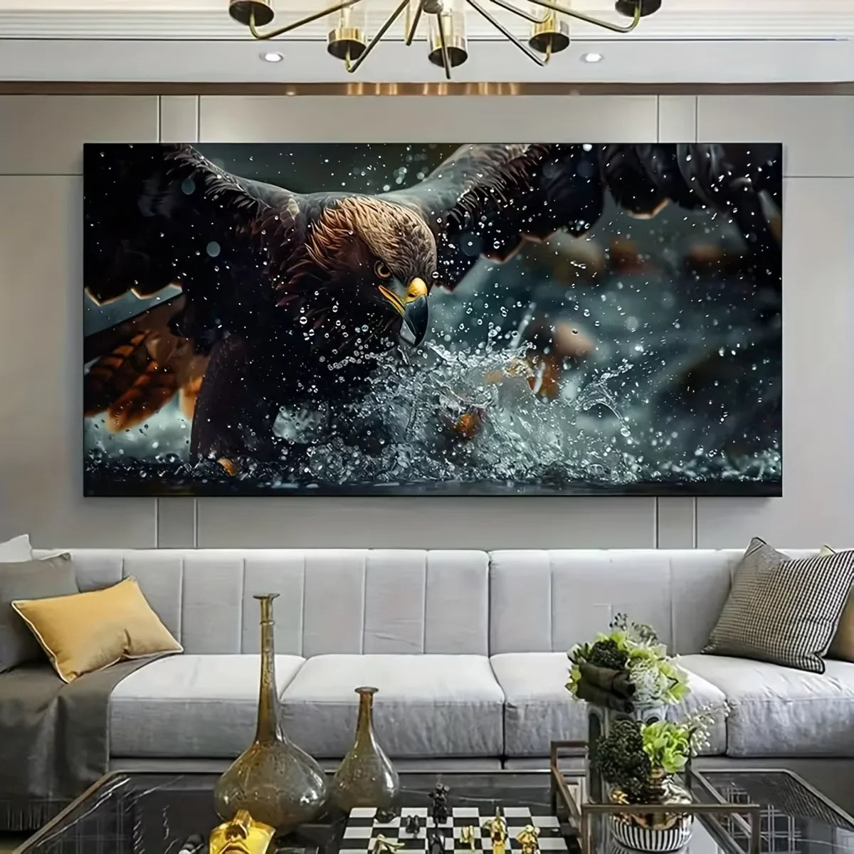 Majestic Eagle Soaring Canvas Wall Art – Modern Bird Print for Home Decor