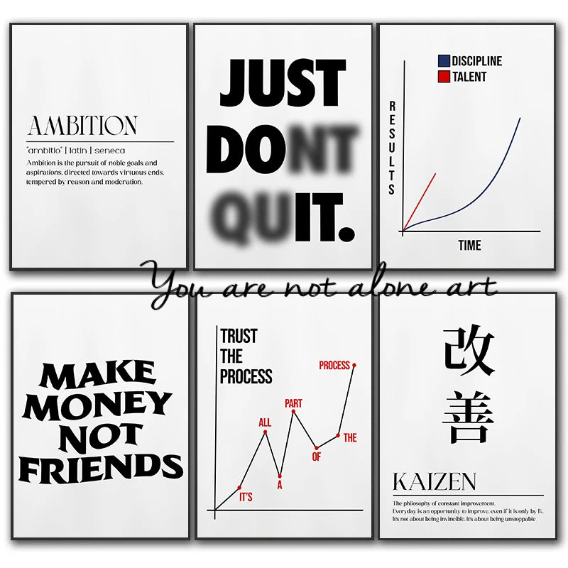Minimalist Motivational Quotes Inspirational Discipline Art Poster Canvas Painting Wall Prints Picture Room Home Office Decor