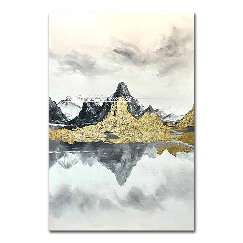 Arthyx,100% Handpainted Mountain View Oil Painting On Canvas,Wall Art Picture,Modern Home Decoration,Landscape Poster,Room Decor