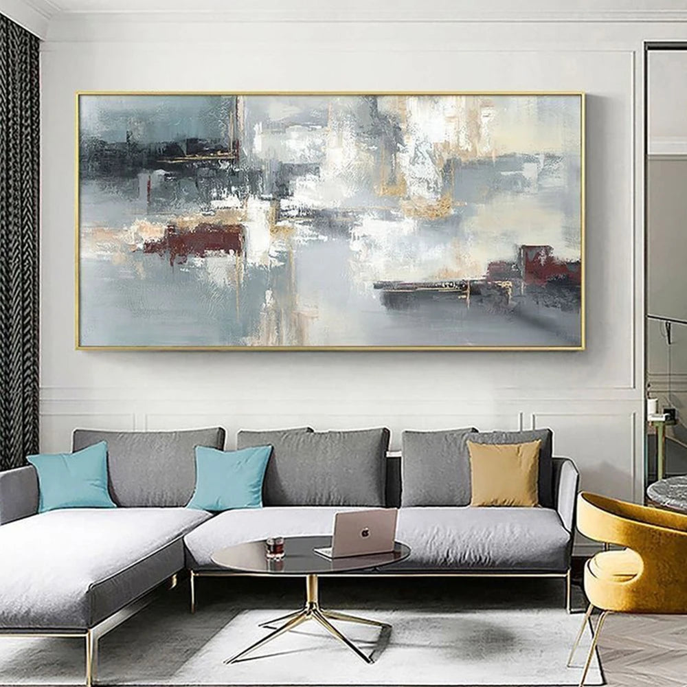 Large Abstract Handmade Oil Painting on Canvas – Frameless Wall Art for Living Room Decor