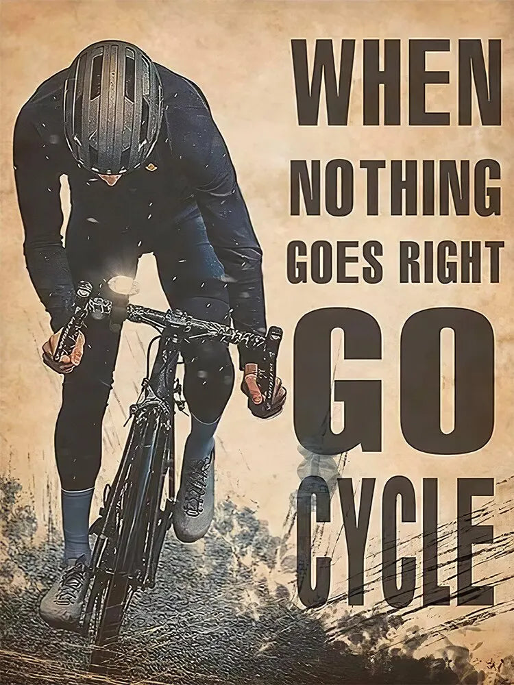 Retro Motivational Cycle Art Canvas When Nothing Goes Right Go Cycle Poster Print Born To Cycle Picture Home Decor Wall Art