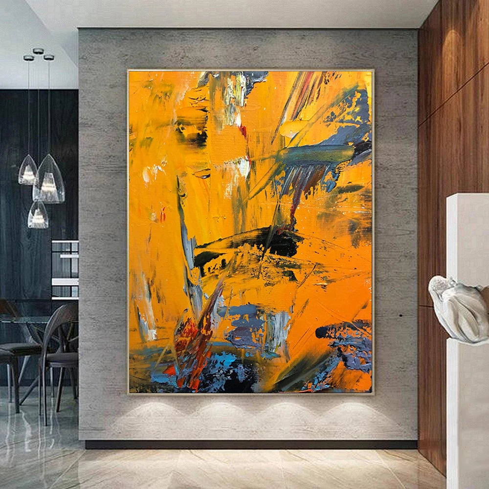 Large Yellow and Orange Abstract Canvas – Modern Contemporary Wall Art