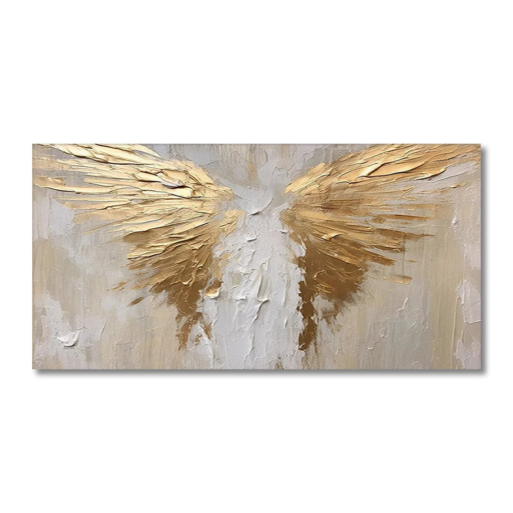 Golden Wings 3D Textured Canvas Wall Art – Large Abstract Painting