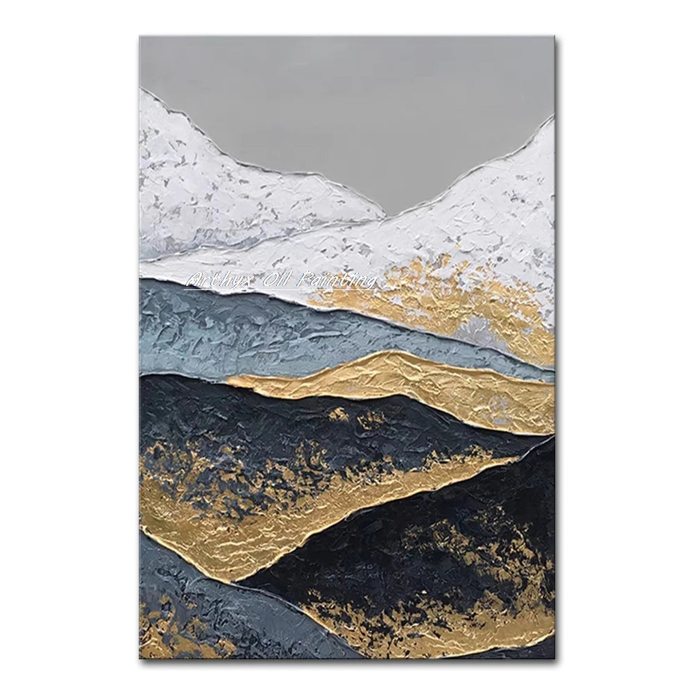 Arthyx,100% Handpainted Mountain View Oil Painting On Canvas,Wall Art Picture,Modern Home Decoration,Landscape Poster,Room Decor