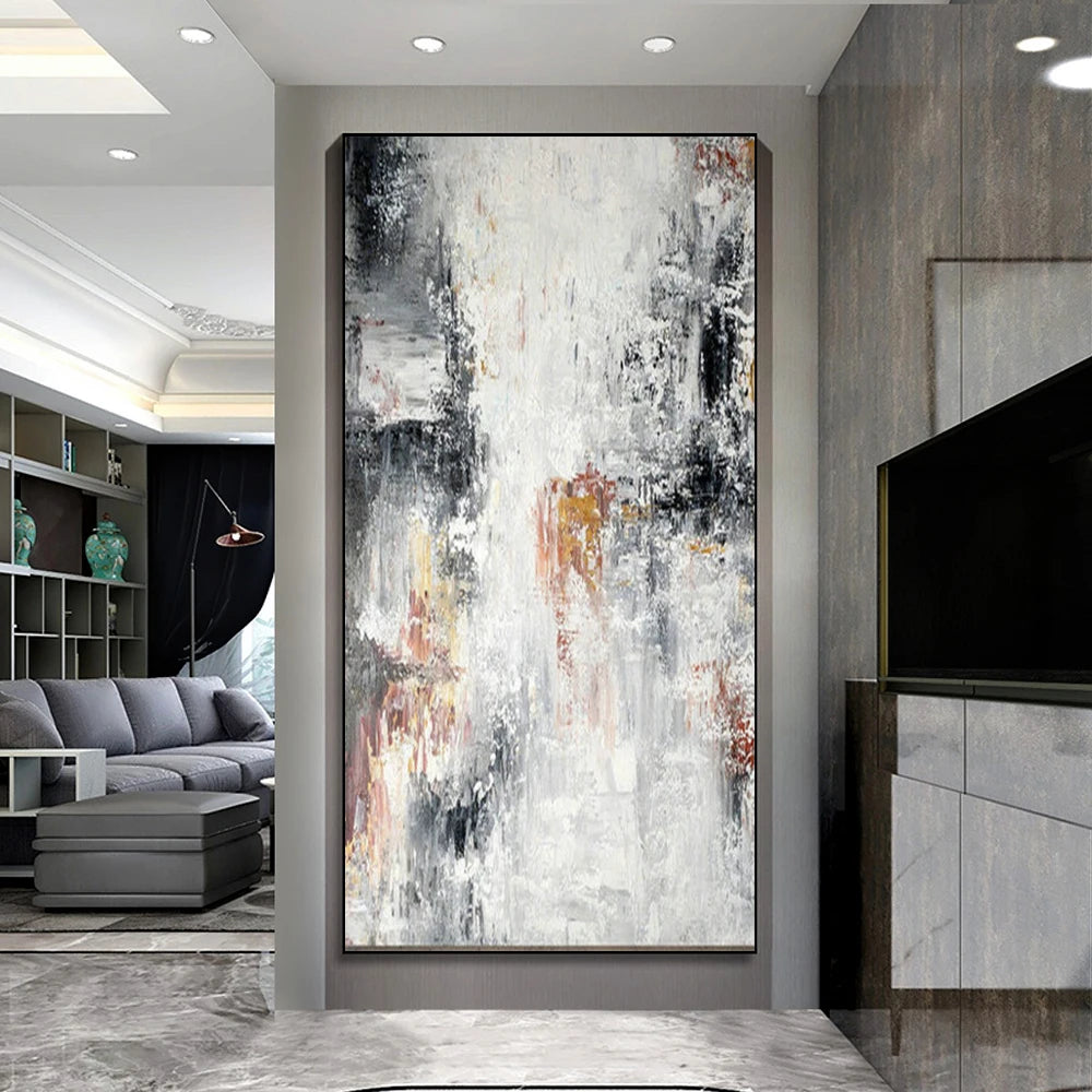Large Abstract Handmade Oil Painting on Canvas – Frameless Wall Art for Living Room Decor