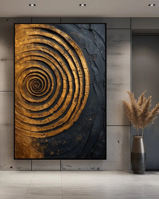 Luxury Abstract Spiral Black & Gold Tree of Life Canvas – Waves Poster Wall Art for Home Decor & Gift
