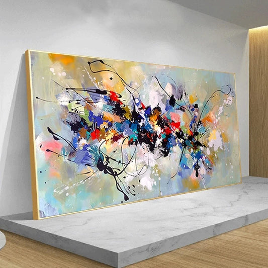 Modern Abstract Color Block Canvas – Frameless Wall Art for Living Room