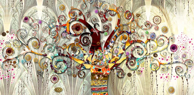 Tree of Life by Gustav Klimt – Scandinavian Canvas Wall Art for Modern Living Room Decor