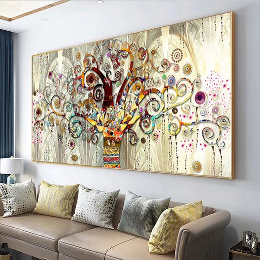 Tree of Life by Gustav Klimt – Scandinavian Canvas Wall Art for Modern Living Room Decor