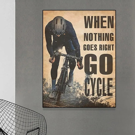 Retro Motivational Cycle Art Canvas  When Nothing Goes Right Go Cycle Poster Print  Born To Cycle Picture  Home Decor Wall Art