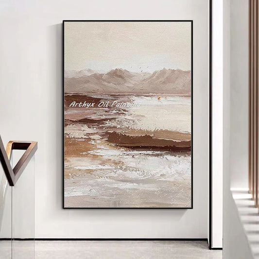 Arthyx,100% Handpainted Mountain View Oil Painting On Canvas,Wall Art Picture,Modern Home Decoration,Landscape Poster,Room Decor