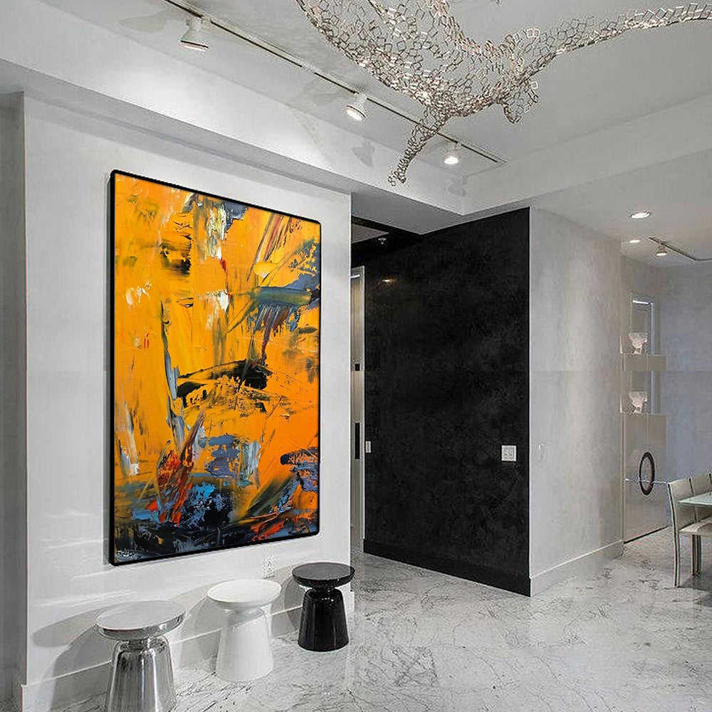 Large Yellow and Orange Abstract Canvas – Modern Contemporary Wall Art