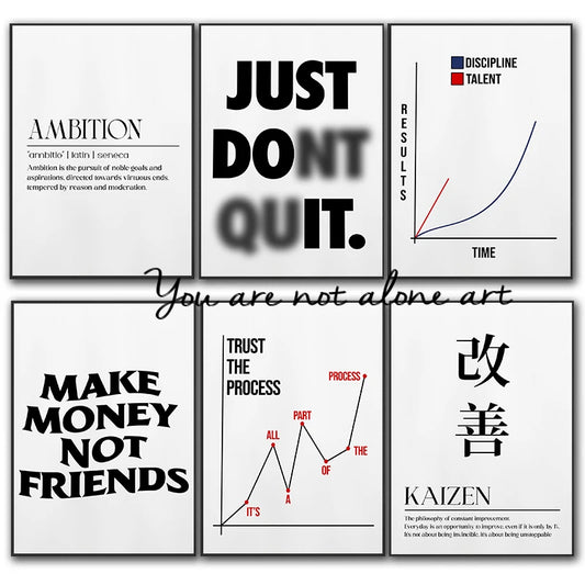 Minimalist Motivational Quotes Inspirational Discipline Art Poster Canvas Painting Wall Prints Picture Room Home Office Decor