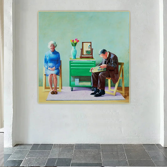 David Hockney " My Parents " Canvas Art Oil Painting Artwork Poster Picture Wall Background Decor Home Living room Decoration